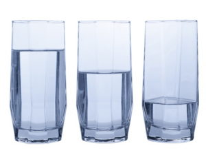glasses of water full half full and quarter full