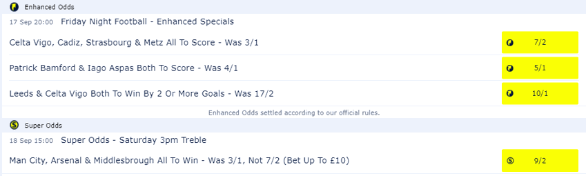 enhanced odds examples