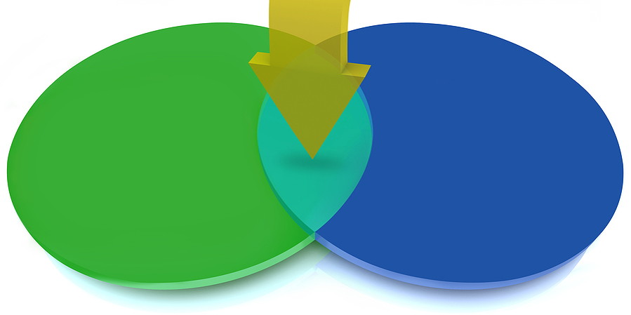overlapping circles with shaded area between margin