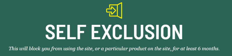 self exclusion notice on a betting site