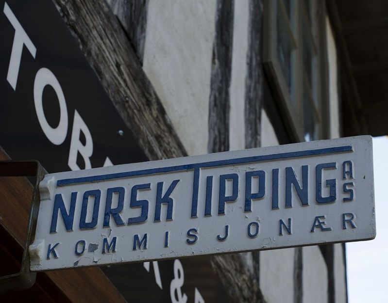 norsk tipping lottery sign on shop in norway